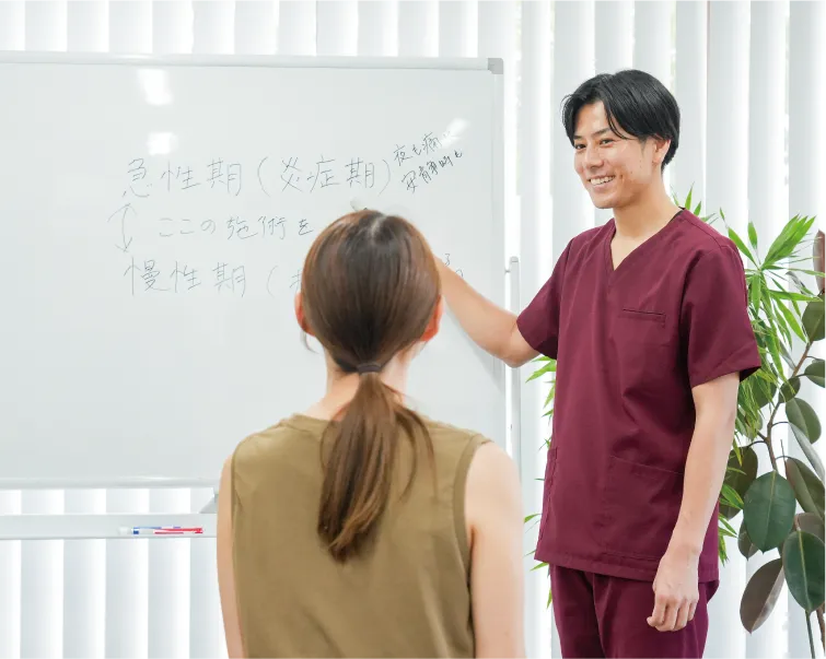 セルフケア指導をする先生